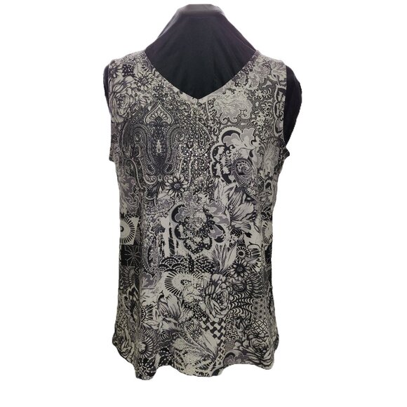 *New Low Price!* Black & White Glitter Tank Top - Picture 1 of 7